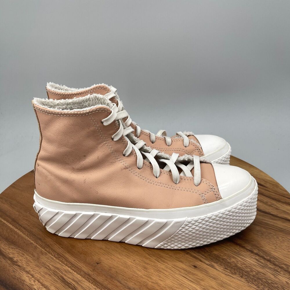 Converse Chuck CTAS Lift 2X Shoes Womens Size 9 Beige Platform Sneakers